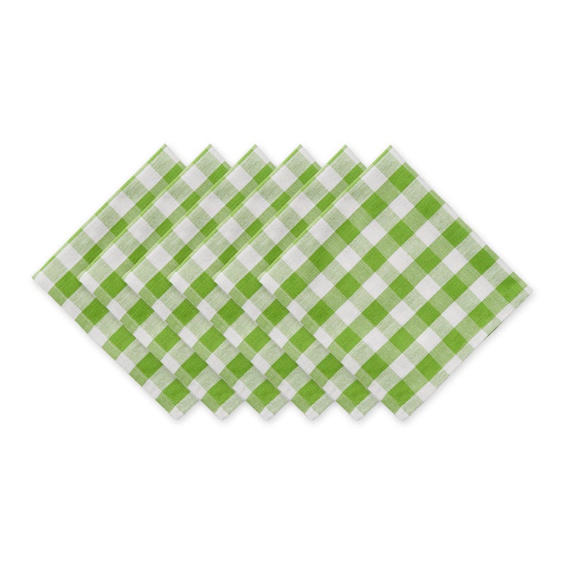 DII Checkered Tabletop Collection 100% Cotton, Machine Washable, Napkin Set, 20x20, Green Apple, 6 Piece - Image 1